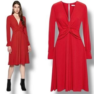 NWT Equipment Faun Twist-Knot Midi Dress In Color Aura Red